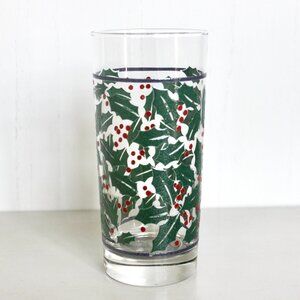 New Dansk Vintage 90's Holiday Holly Highball Drinking Glass